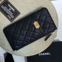 Good Looking BOY CHANEL Calfskin Leather Card packet AP1482 black