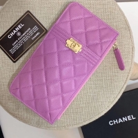 Low Price BOY CHANEL Calfskin Leather Card packet AP1482 Lavender