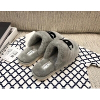 Well Crafted Chanel Wool CC Flat Slipper Mules Gray 92222 