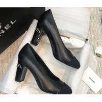 Luxury Hot Chanel Calfskin Crystal Heel 85mm Pumps 92230 Black