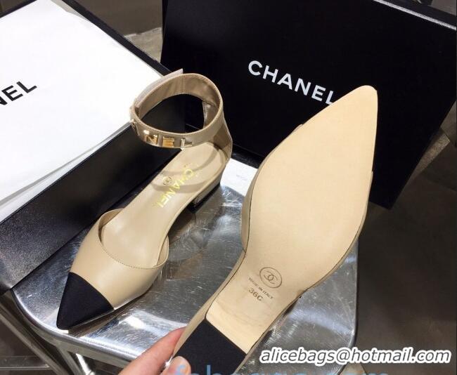 Sophisticated Chanel Lambskin Pumps with Golden Letters Strap 92303 Nude