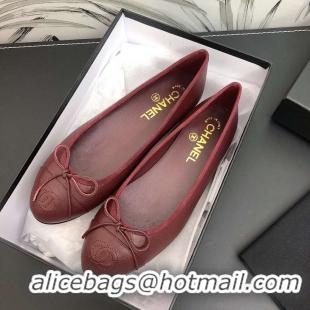 Best Classic Chanel Calf Leather Classic Bow Ballerinas Flats G02819 Brown