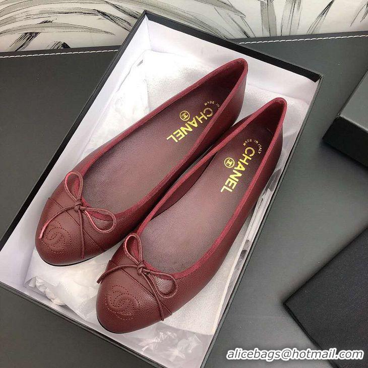 Best Classic Chanel Calf Leather Classic Bow Ballerinas Flats G02819 Brown