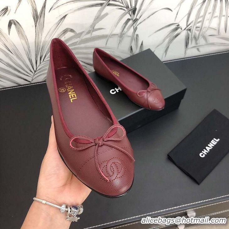 Best Classic Chanel Calf Leather Classic Bow Ballerinas Flats G02819 Brown