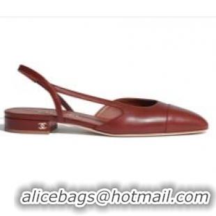 AAAAA Discount Chanel Classic Calfskin Slingbacks G31319 Brown