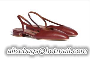 AAAAA Discount Chanel Classic Calfskin Slingbacks G31319 Brown