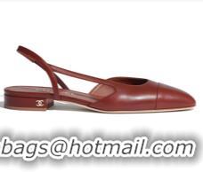 AAAAA Discount Chanel Classic Calfskin Slingbacks G31319 Brown