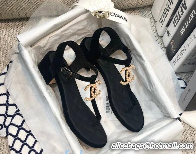 Sumptuous Chanel Quilted Lambskin Heel Thong Sandals G36402 Black 2020 