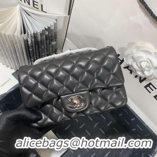 Top Quality Chanel Quilted Lambskin Flap Bag A35201 Black/Silver