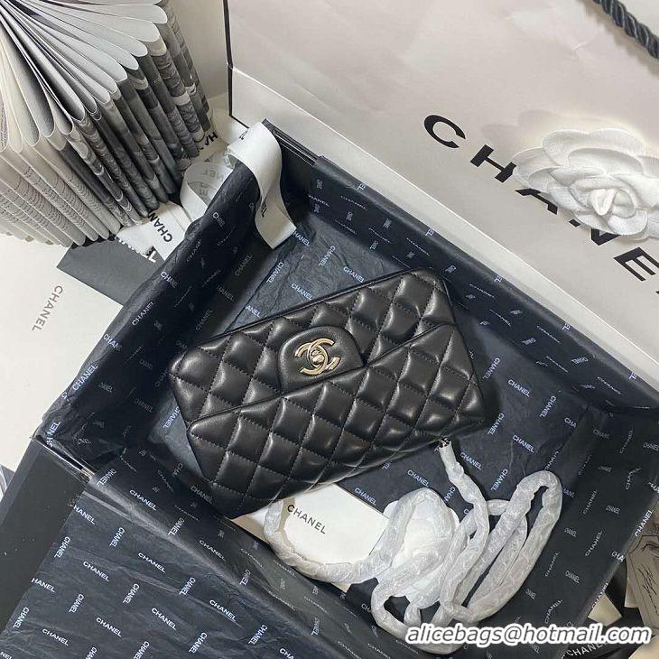 Top Quality Chanel Quilted Lambskin Flap Bag A35201 Black/Silver