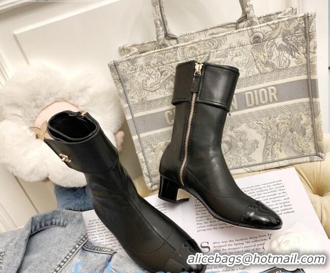 Good Quality Chanel Calfskin Foldover Short Boots 45mm 92460 Black