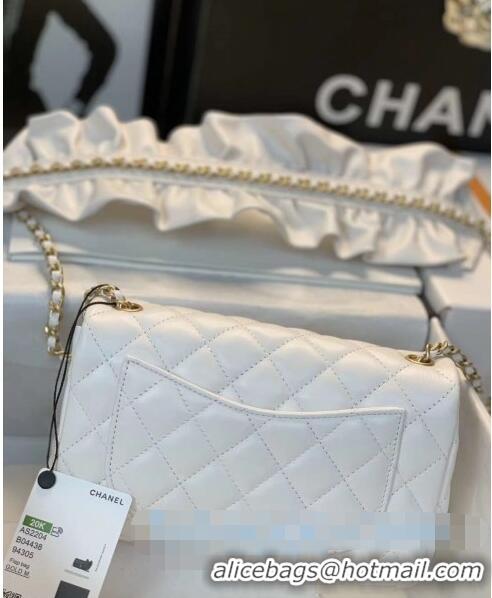 Best Design Chanel Romance Quilted Lambskin Small Flap Bag with ruffled Strap AS2204 White 2020