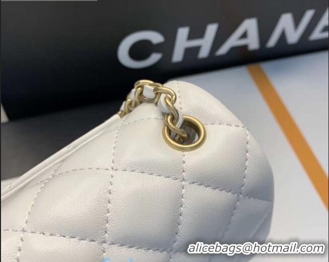 Best Design Chanel Romance Quilted Lambskin Small Flap Bag with ruffled Strap AS2204 White 2020