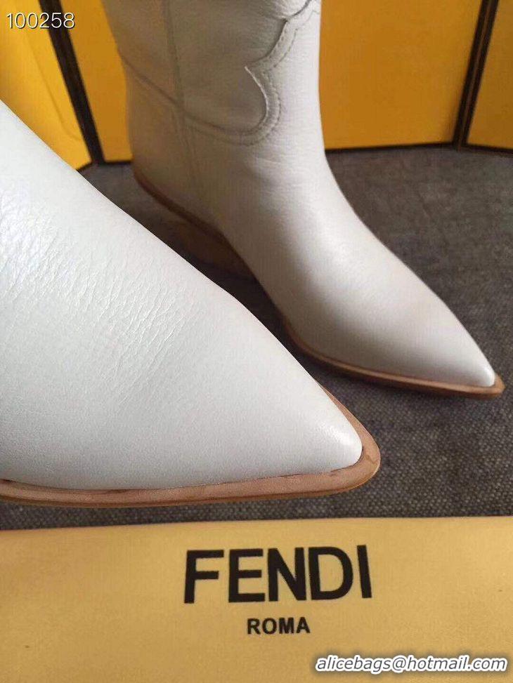 New Product Fendi FF Leather Heel Boots F2119 White 2020