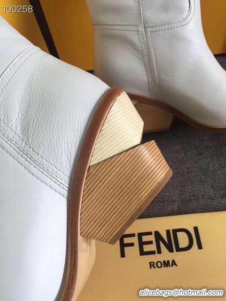 New Product Fendi FF Leather Heel Boots F2119 White 2020