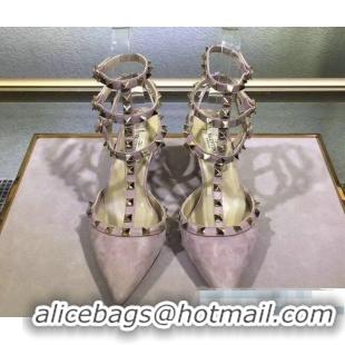 High Quality Valentino Rockstud Suede Pumps Heels 120407 Dusty Pink