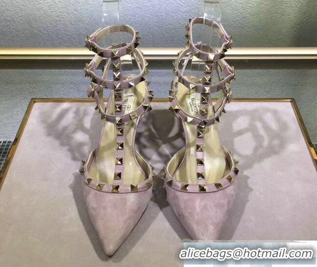 High Quality Valentino Rockstud Suede Pumps Heels 120407 Dusty Pink