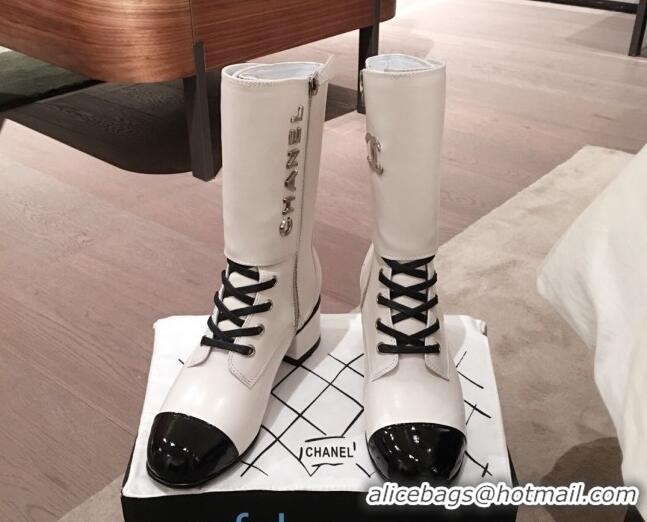 Chic Chanel Lambskin Studded Short Boots 92729 White