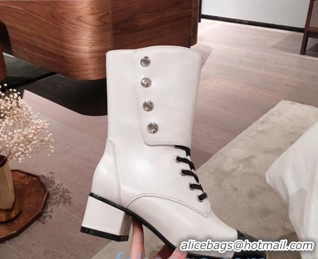 Chic Chanel Lambskin Studded Short Boots 92729 White