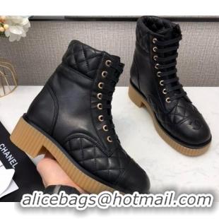 Low Price Chanel Quilted Lambskin Short Boots 12001 Black