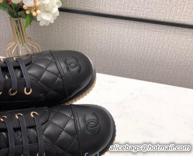 Low Price Chanel Quilted Lambskin Short Boots 12001 Black