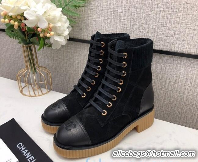 Shop Duplicate Chanel Quilted Lambskin Short Boots 12002 Black