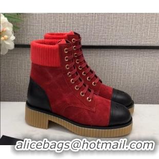 Purchase Chanel Quilted Suede Short Boots 12006 Red