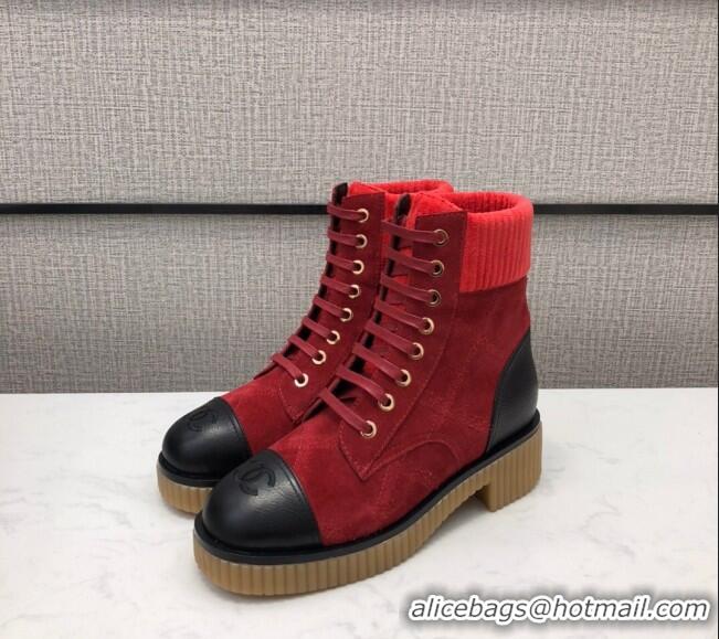 Purchase Chanel Quilted Suede Short Boots 12006 Red