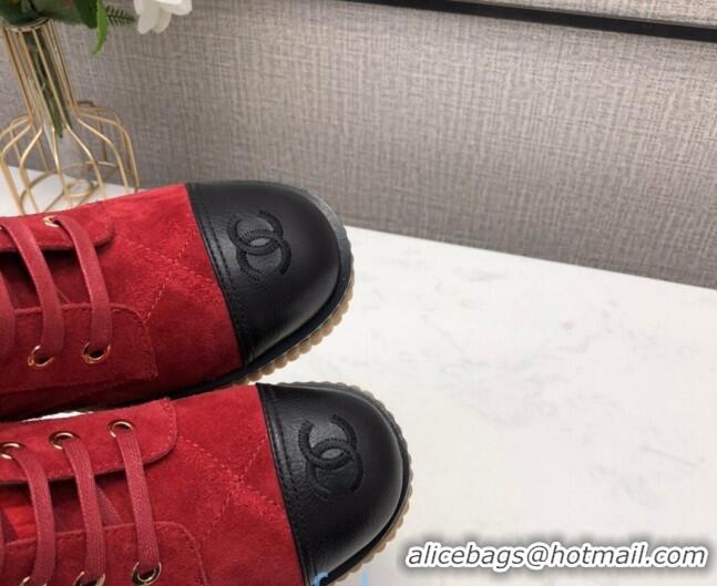 Purchase Chanel Quilted Suede Short Boots 12006 Red