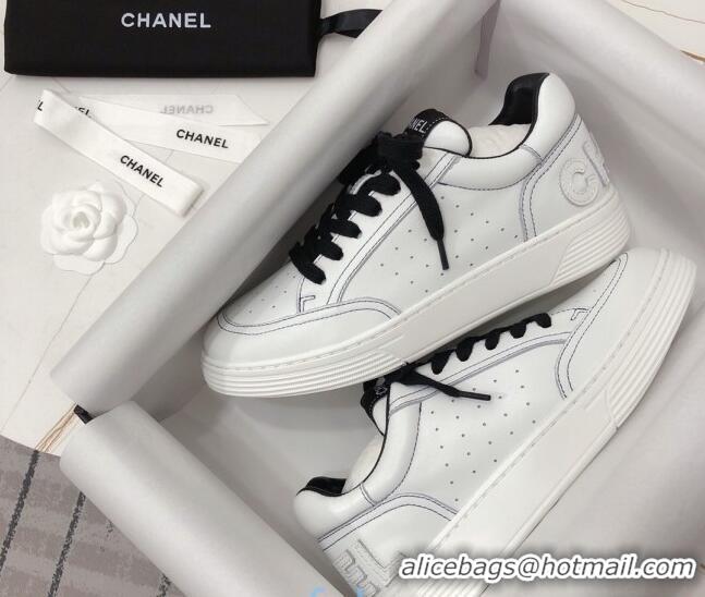 Best Luxury Chanel Calfskin Sneakers G36295 White/Black 2020