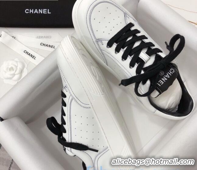 Best Luxury Chanel Calfskin Sneakers G36295 White/Black 2020