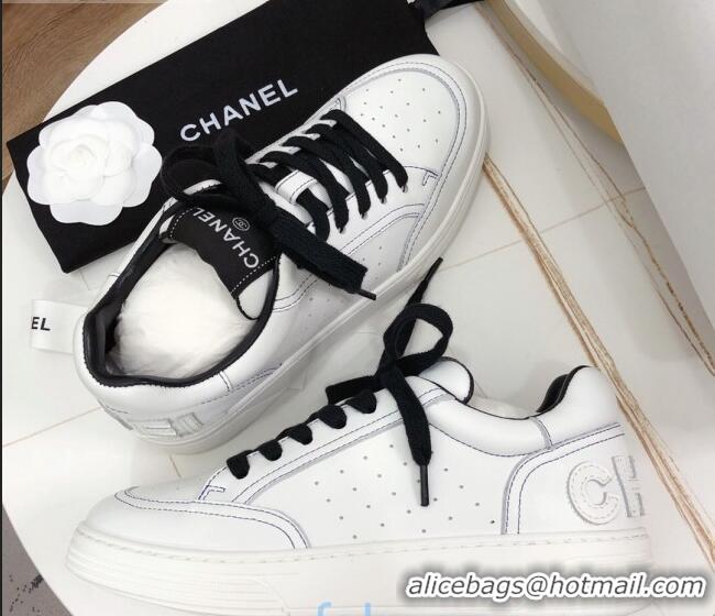 Best Luxury Chanel Calfskin Sneakers G36295 White/Black 2020