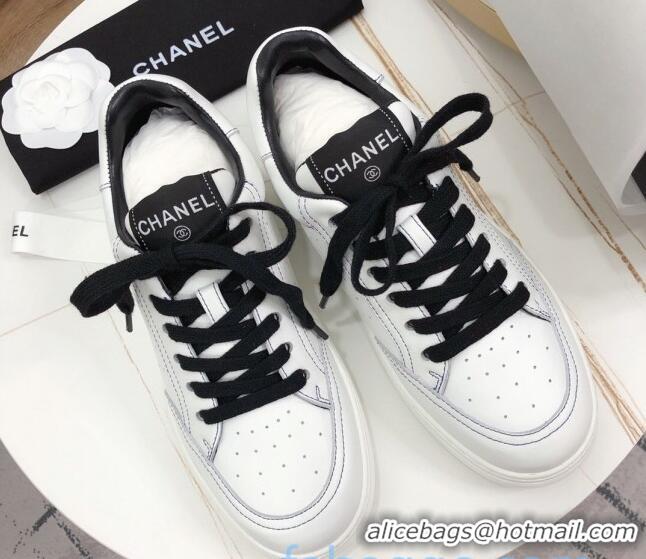 Best Luxury Chanel Calfskin Sneakers G36295 White/Black 2020