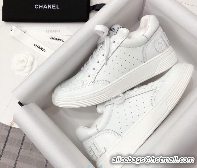 Elegant Chanel Calfskin Sneakers G36295 White Leather 2020