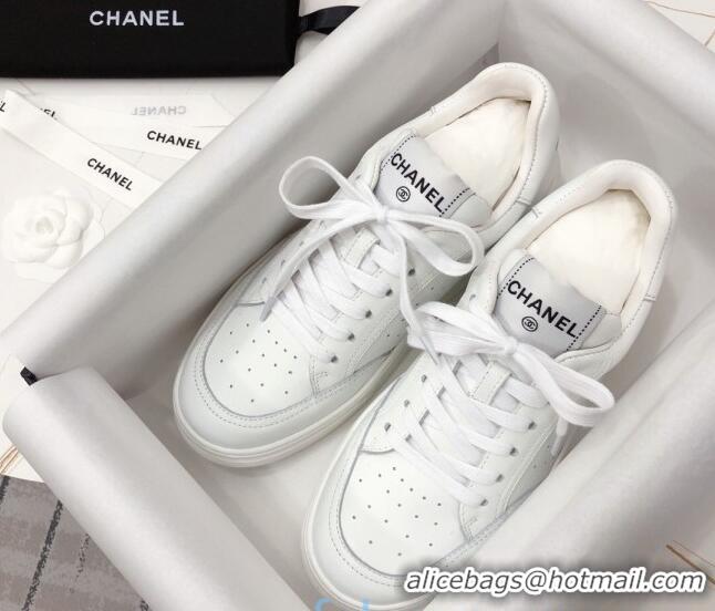 Elegant Chanel Calfskin Sneakers G36295 White Leather 2020