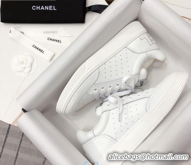 Elegant Chanel Calfskin Sneakers G36295 White Leather 2020