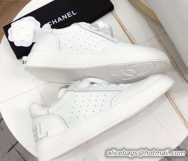 Elegant Chanel Calfskin Sneakers G36295 White Leather 2020