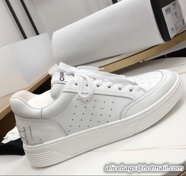 Elegant Chanel Calfskin Sneakers G36295 White Leather 2020