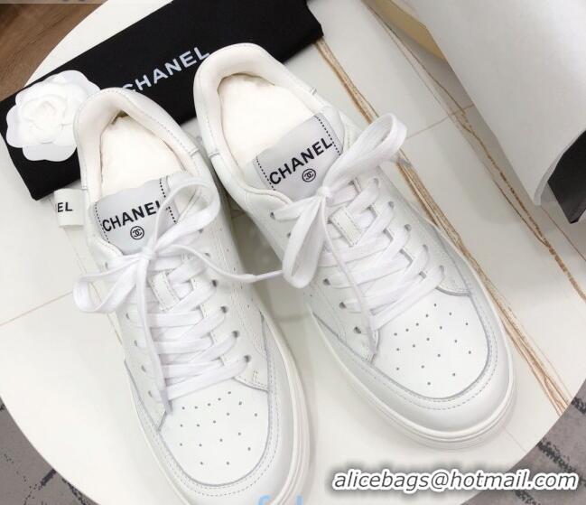 Elegant Chanel Calfskin Sneakers G36295 White Leather 2020