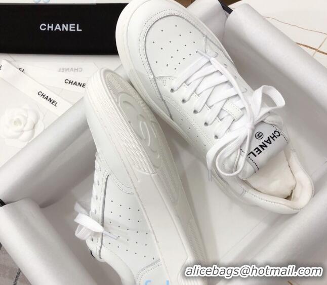 Elegant Chanel Calfskin Sneakers G36295 White Leather 2020