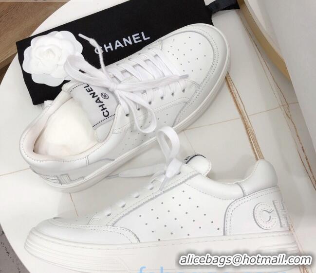 Elegant Chanel Calfskin Sneakers G36295 White Leather 2020