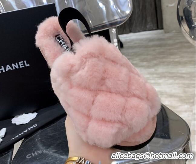 Good Product Chanel Quilted Wool Platform Slingback Sandals 102047 Pink