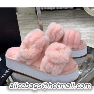 Grade Design Chanel Double Strap Wool Platform Sandals 22052 Pink