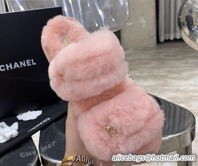 Grade Design Chanel Double Strap Wool Platform Sandals 22052 Pink