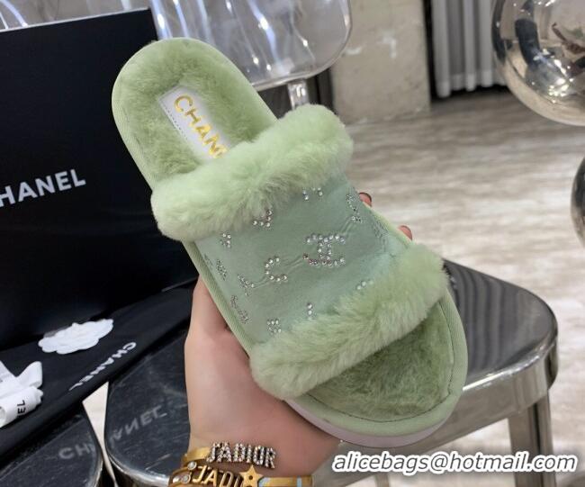 Low Price Chanel Crystal CC Platform Sandals 22058 Green