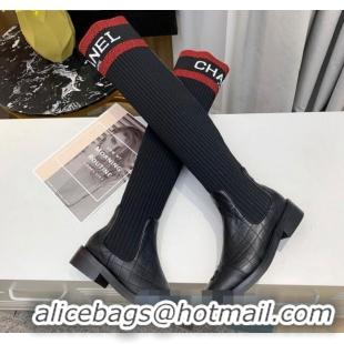 Classic Hot Chanel Knit Stretch Sock High Boots Black/Red 20102001 2020