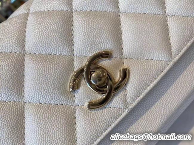 Good Discount Chanel small flap bag Calfskin & Gold-Tone Metal A93749 white