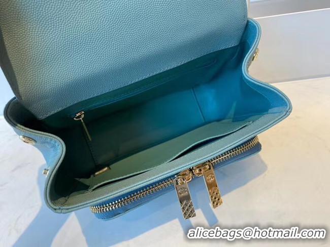 Best Grade Chanel small flap bag Calfskin & Gold-Tone Metal A93749 blue