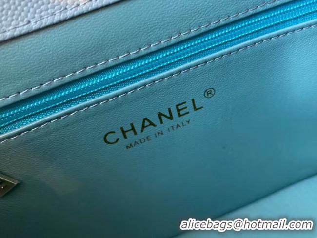 Best Grade Chanel small flap bag Calfskin & Gold-Tone Metal A93749 blue