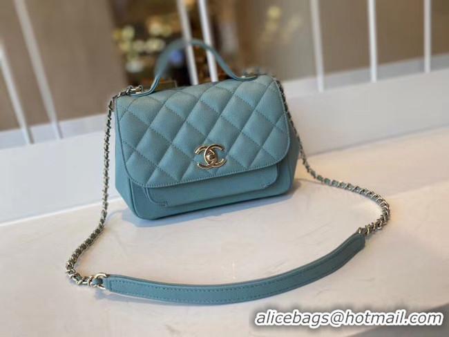 Best Grade Chanel small flap bag Calfskin & Gold-Tone Metal A93749 blue